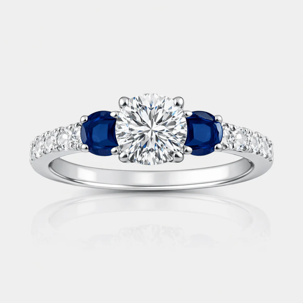 Diamond Blue Sapphire Engagement Ring in 14K Gold | Luxury Fine Jewelry by MH Elegance