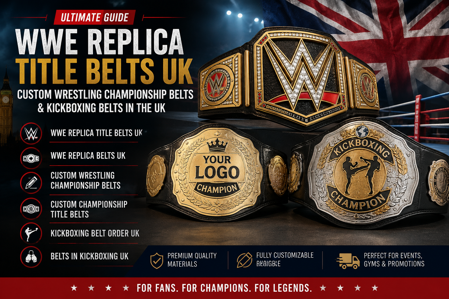 WWE Replica Title Belts UK, Custom Wrestling Championship Belts & Kickboxing Belts
