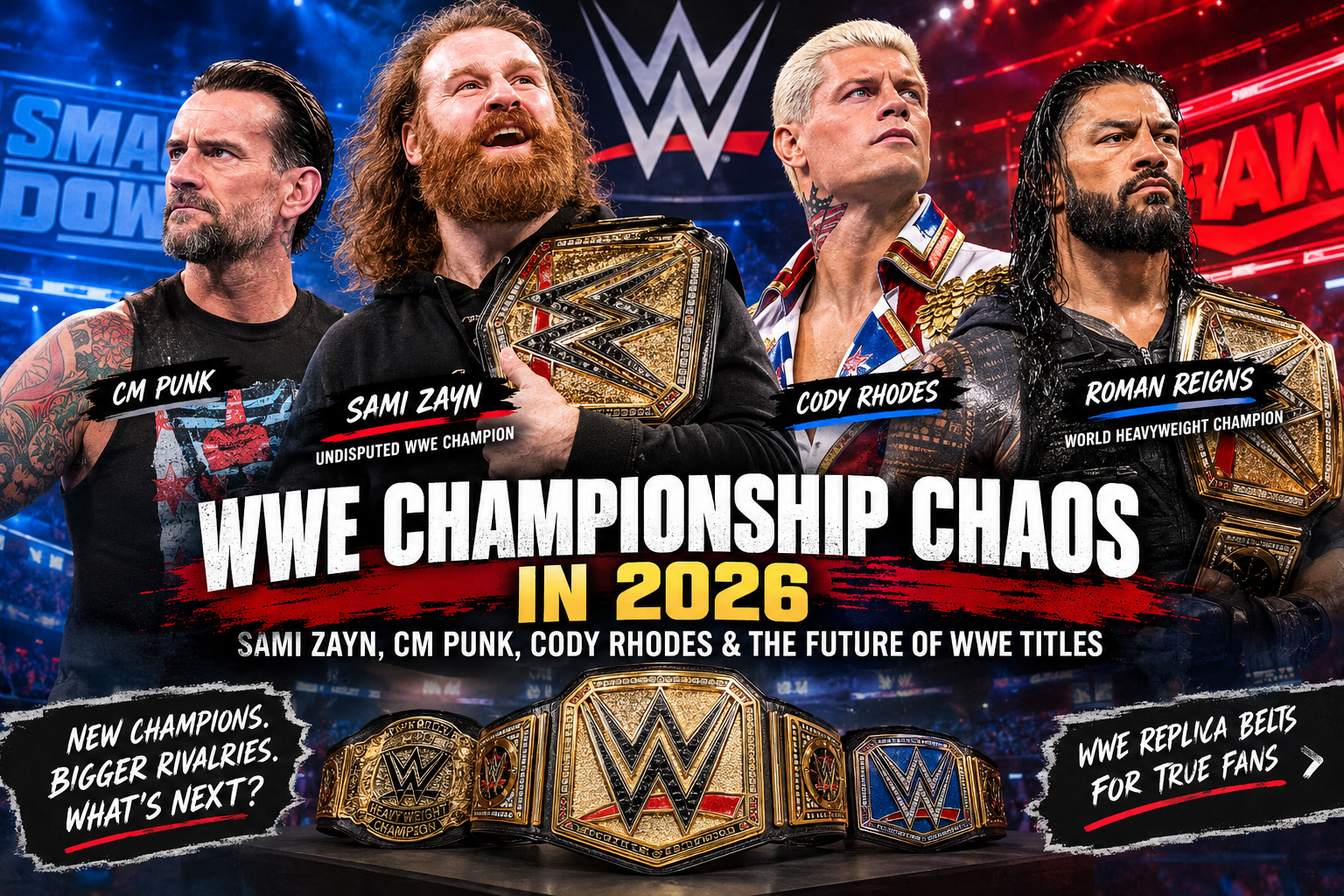 WWE Championship Chaos in 2026: Sami Zayn, CM Punk & Cody Rhodes